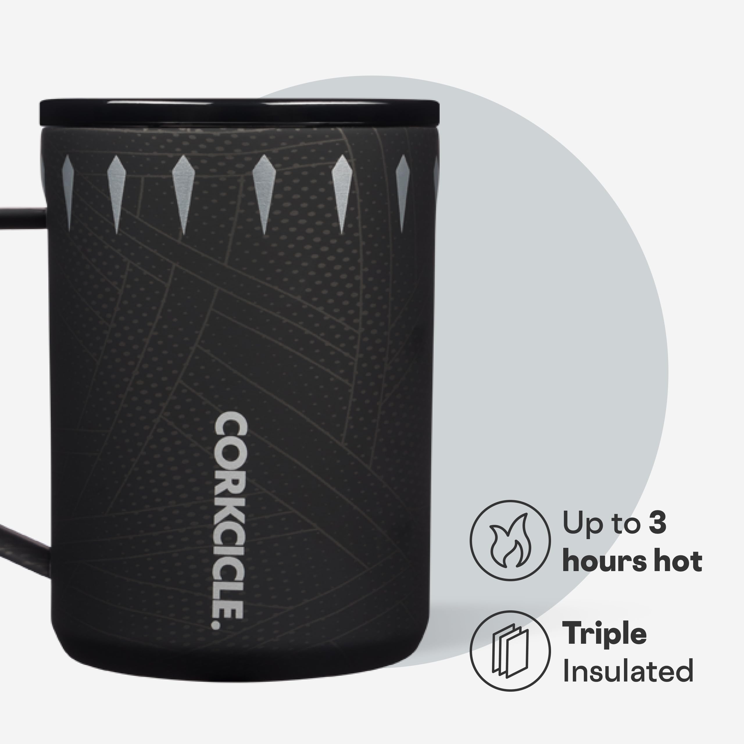 Corkcicle Taza mango plano ergonómico para agarre cómodo.