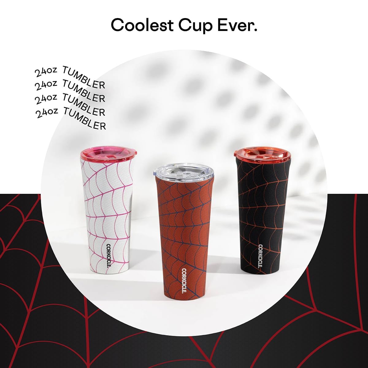 Base de silicona antideslizante en Corkcicle Marvel Tumbler para mayor estabilidad.