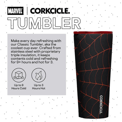 Detalle de la tapa segura de Corkcicle Marvel Tumbler, evita derrames en viajes.