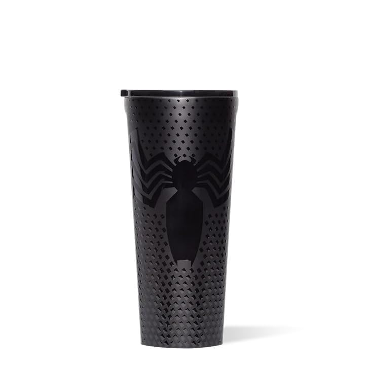 Corkcicle Marvel Tumbler Venom, vista frontal: mantiene bebidas frías por más tiempo.