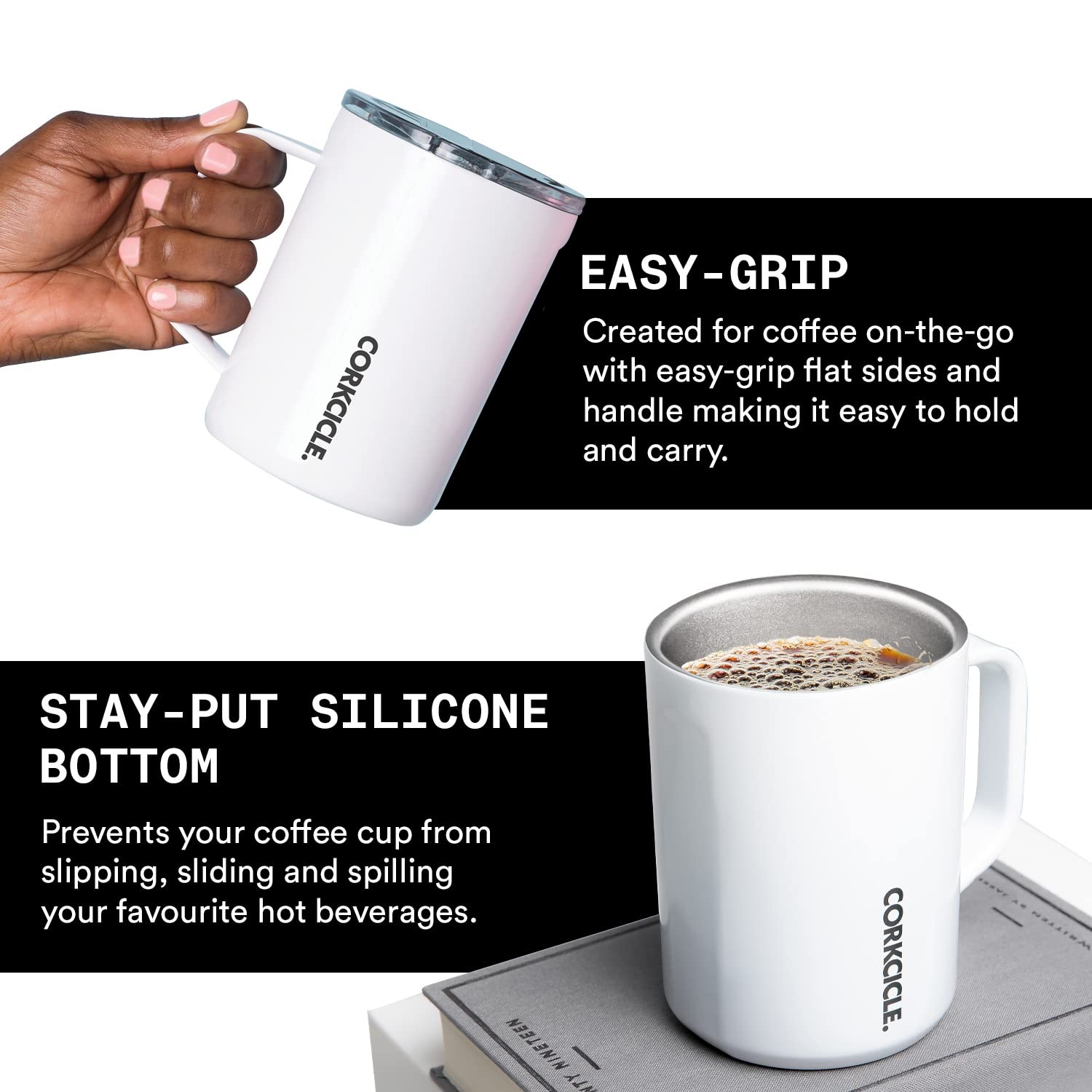 Corkcicle Origins Vaso de viaje de 475 ml para porciones generosas.