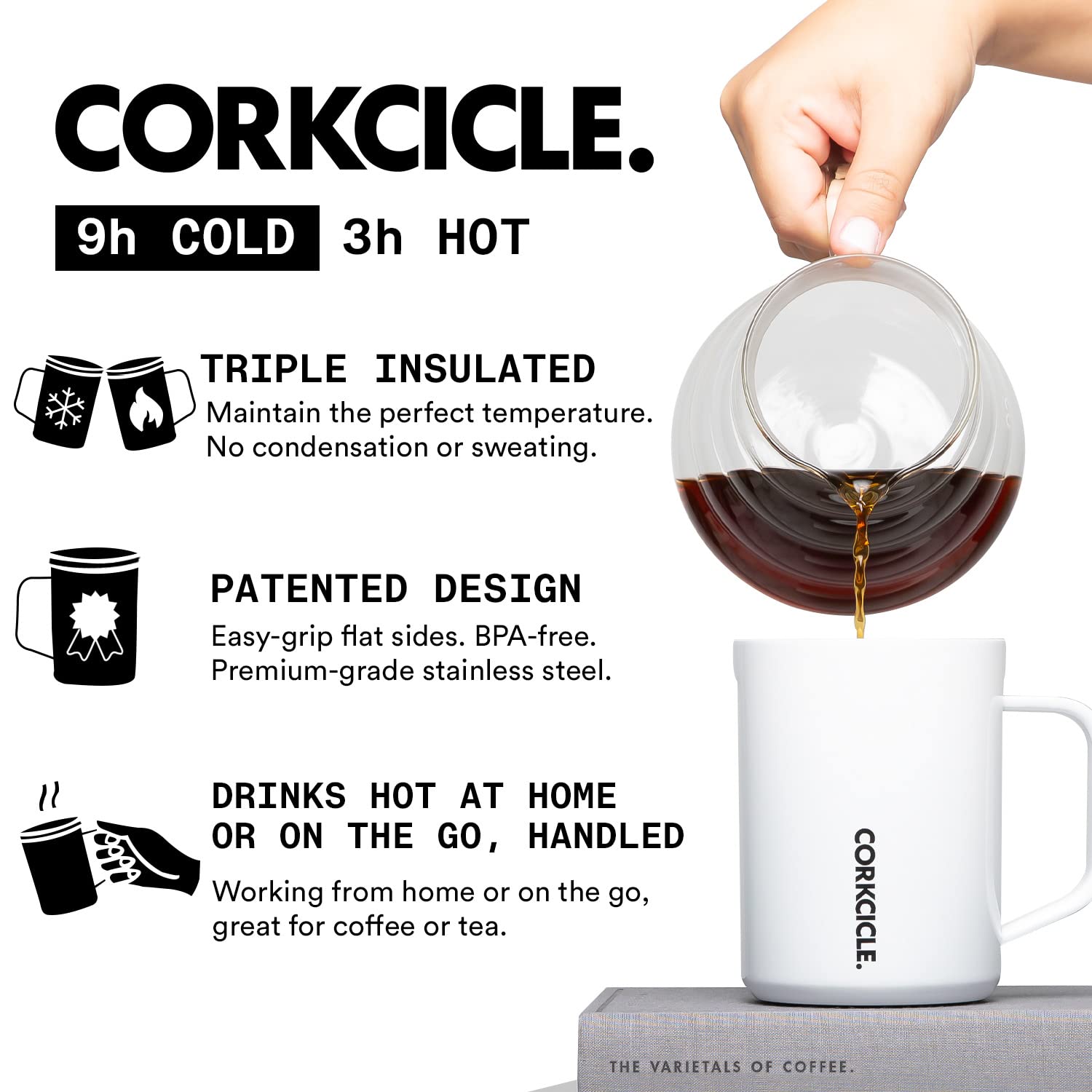 Corkcicle Origins Vaso de viaje ideal para viajes, coche o campamento.