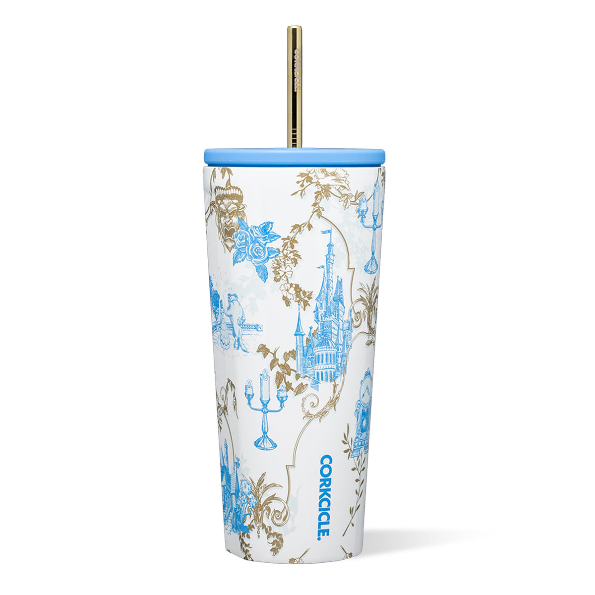 Corkcicle Princesa Disney Bella, vista frontal, mantiene bebidas frías por horas