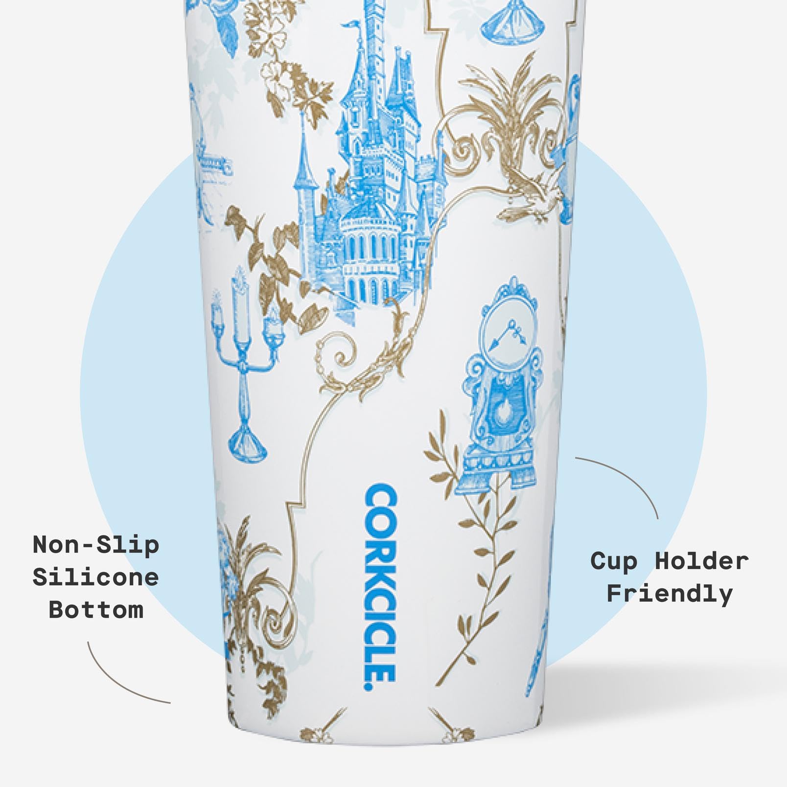 Corkcicle Princesa Disney Bella, pajilla cerámica recubierta para sorbos suaves