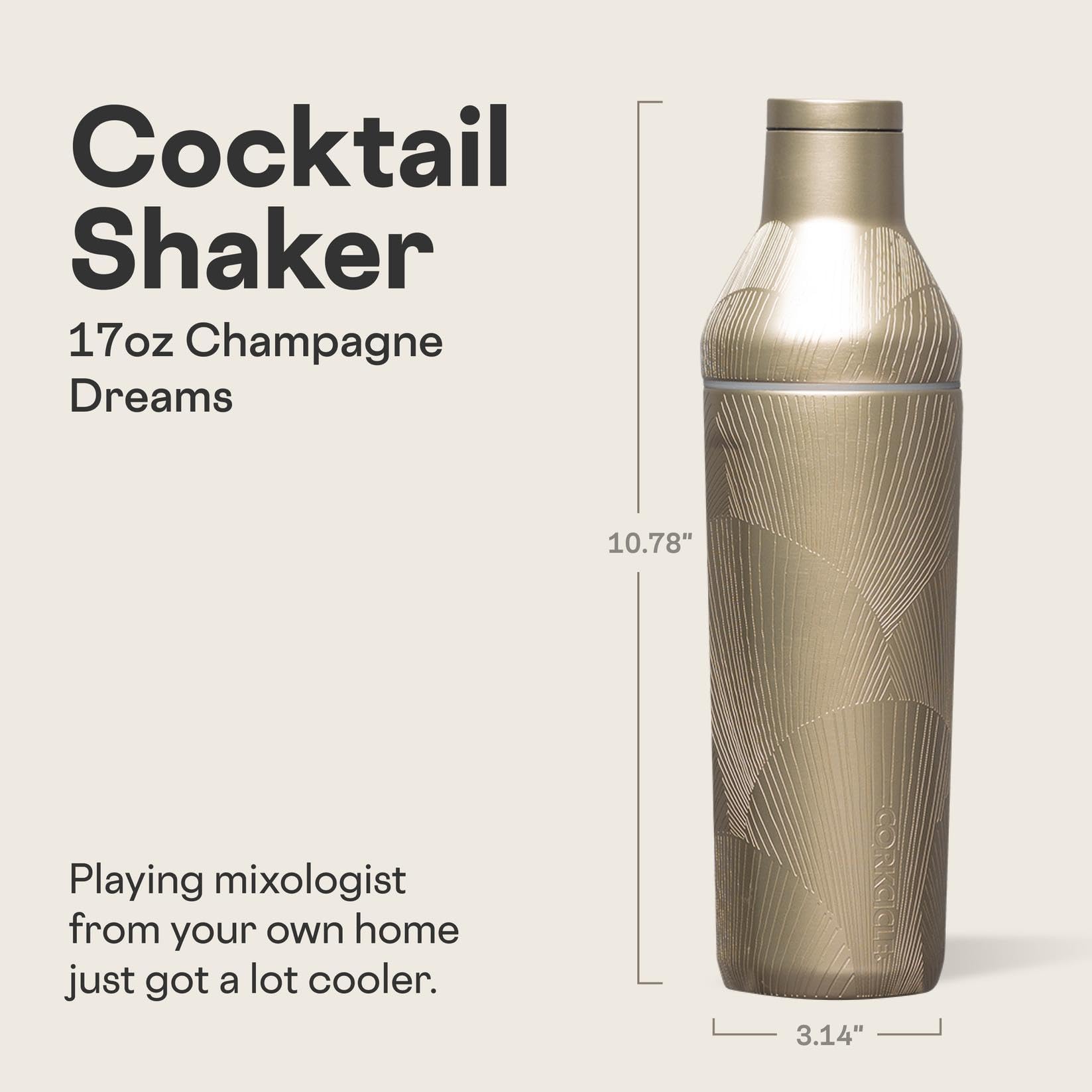 Corkcicle Shaker con tapa y colador para un vertido limpio.