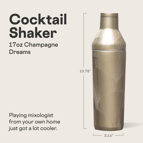 Corkcicle Shaker con tapa y colador para un vertido limpio.