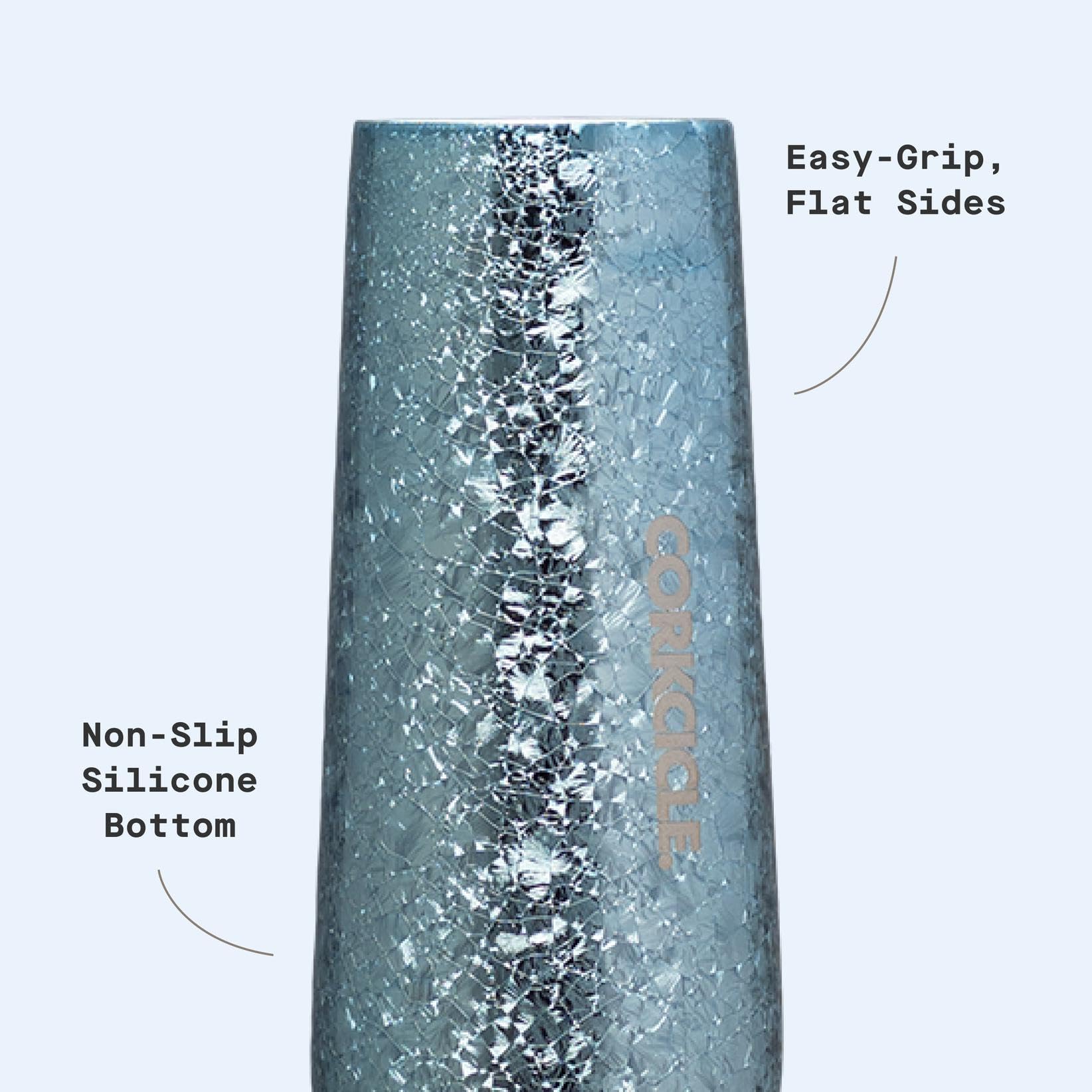 Corkcicle Flauta sin tallo, apta para lavavajillas, limpieza rápida y sencilla.