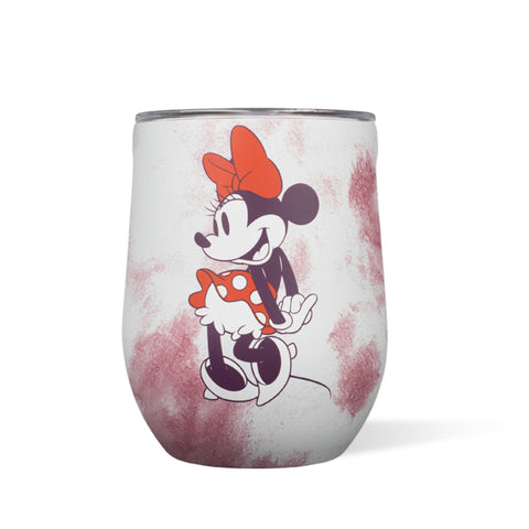 Corkcicle Stemless Minnie Mouse Tie Dye frontal, ideal para degustar vino al aire libre