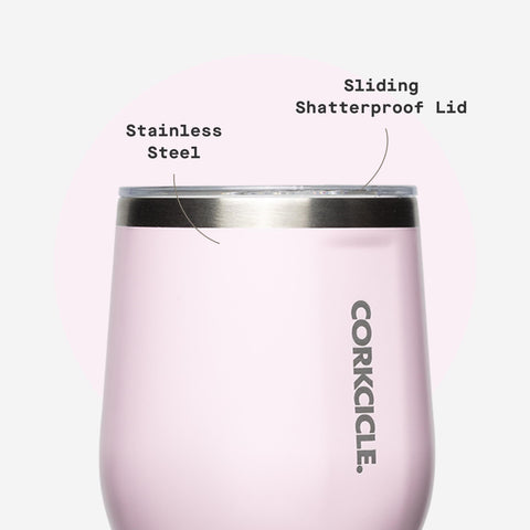 Corkcicle Stemless de 12 onzas para bebidas frías o calientes.