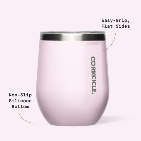 Base antideslizante de Corkcicle Stemless, estabilidad en cualquier superficie.