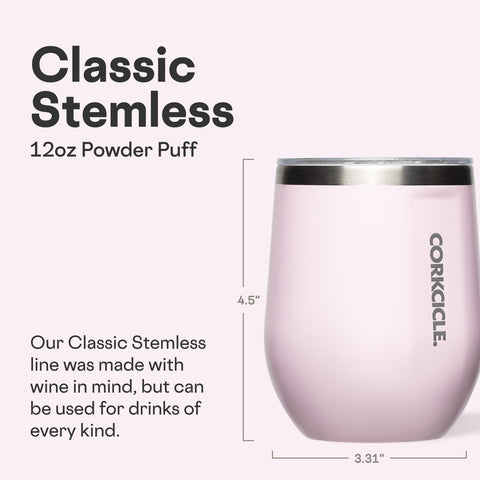 Corkcicle Stemless con diseño minimalista mate para uso diario y elegante.