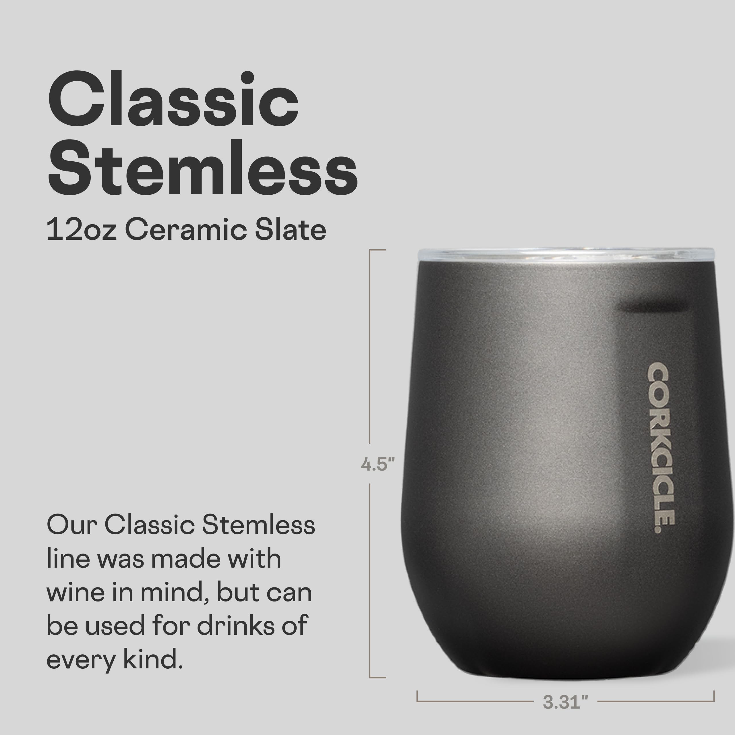 Corkcicle Tapa deslizante resistente para evitar derrames y conservar la temperatura.