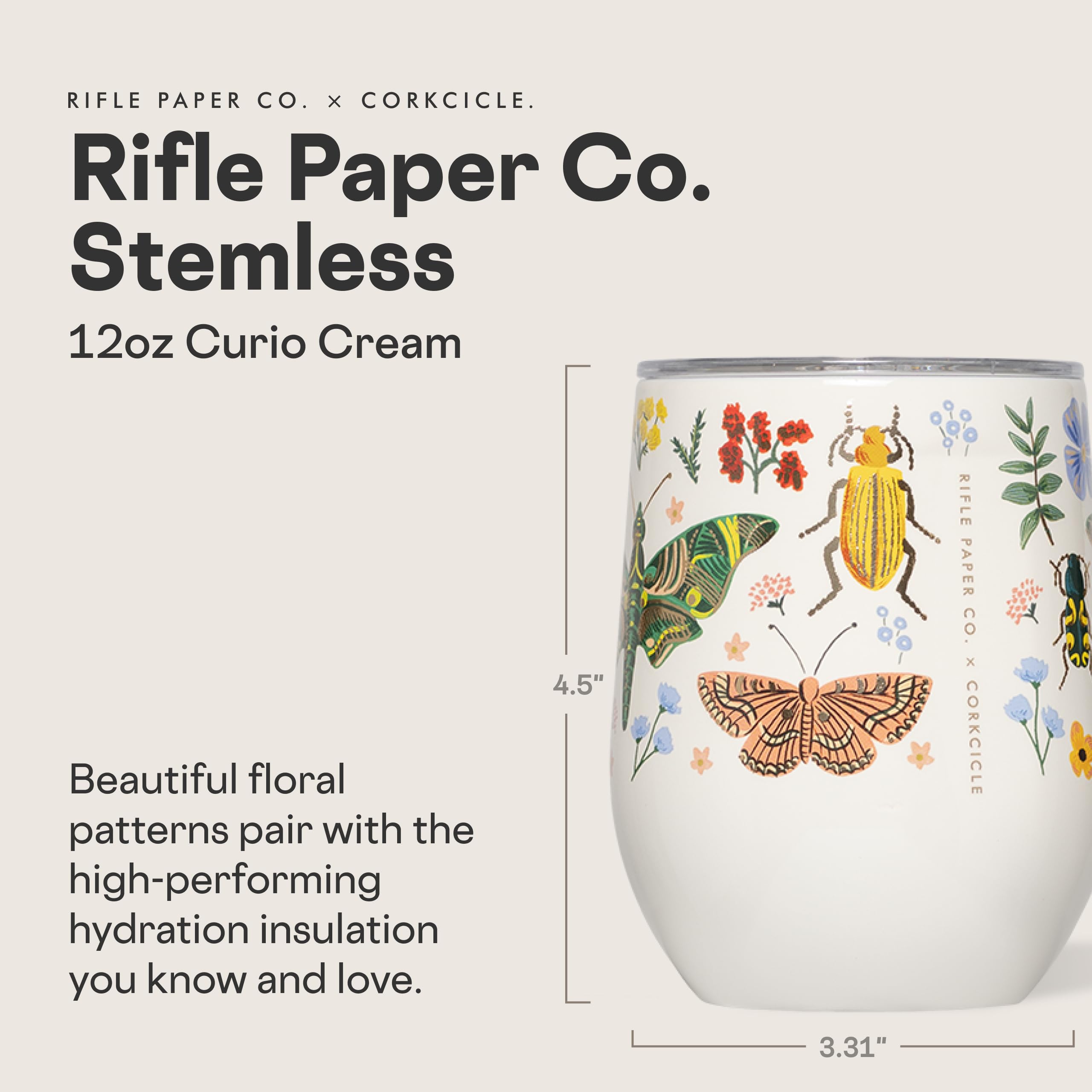 Tapa transparente de Corkcicle Curio Cream para mantener la bebida cubierta.