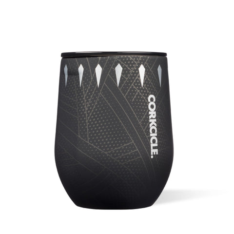 Corkcicle Vaso 12oz negro Pantera frente: mantiene bebidas frías y elegantes.