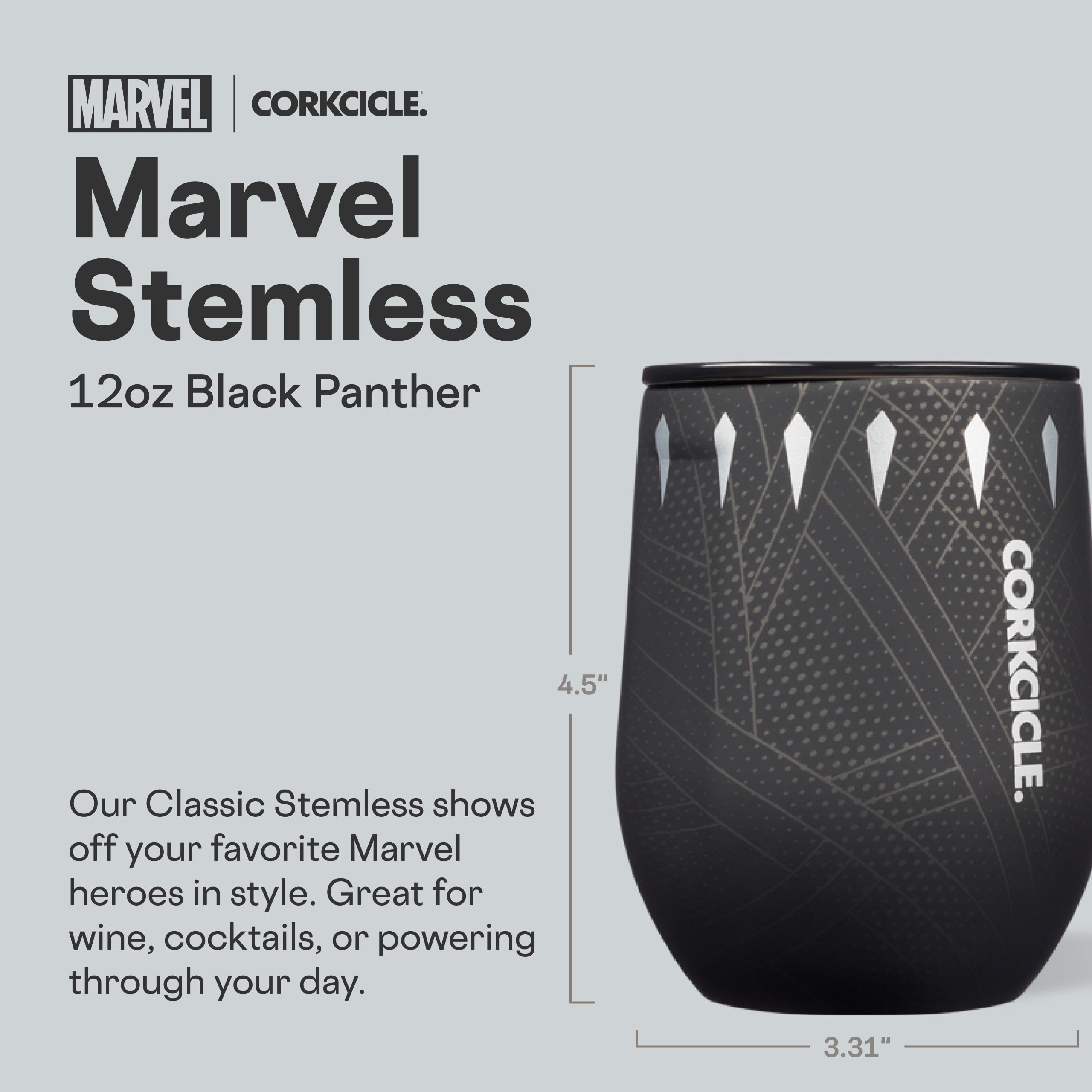 Vaso Corkcicle insulado de acero con detalle lateral para un agarre seguro.
