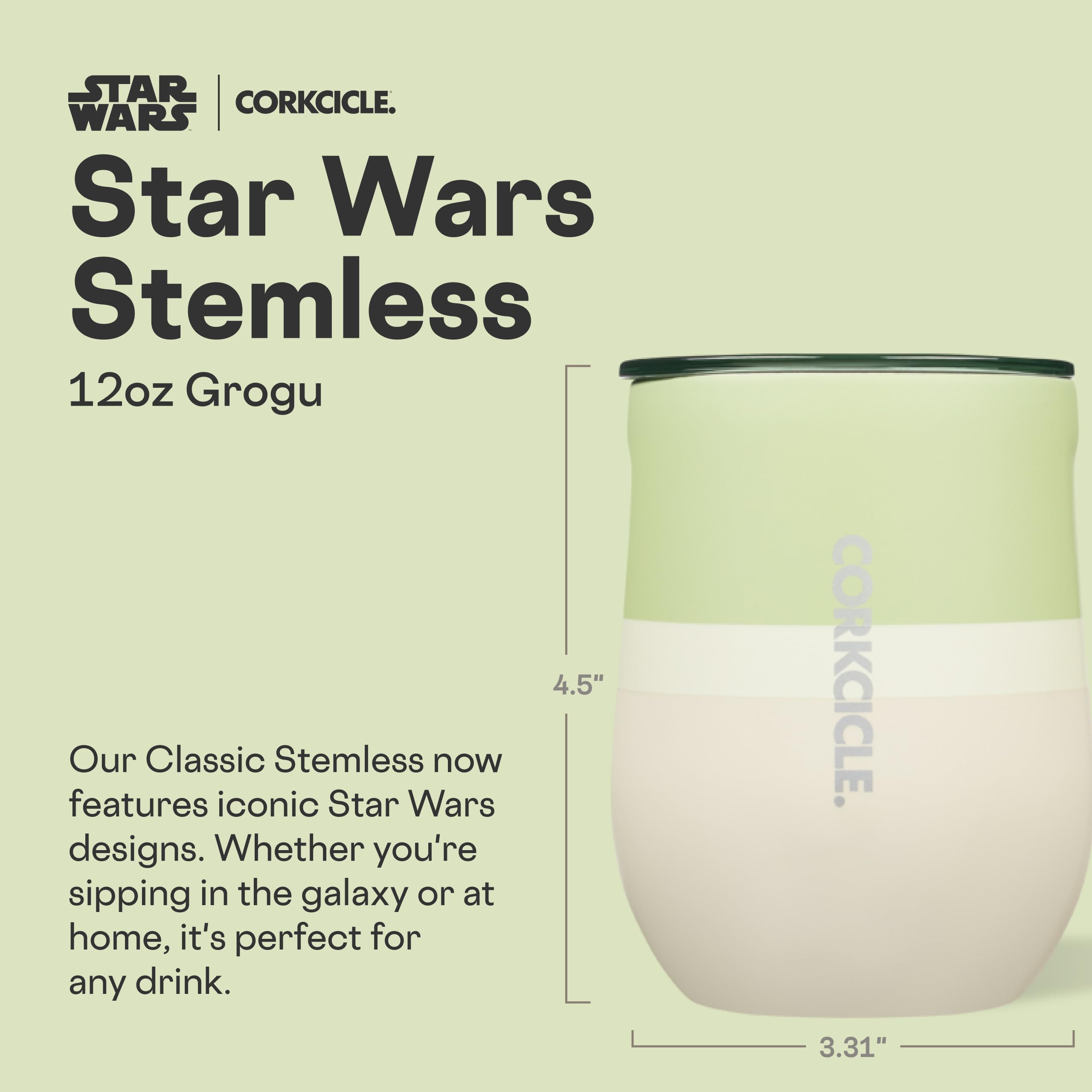 Vaso Corkcicle sin tallo de 12 oz mantiene bebidas calientes para café o vino.