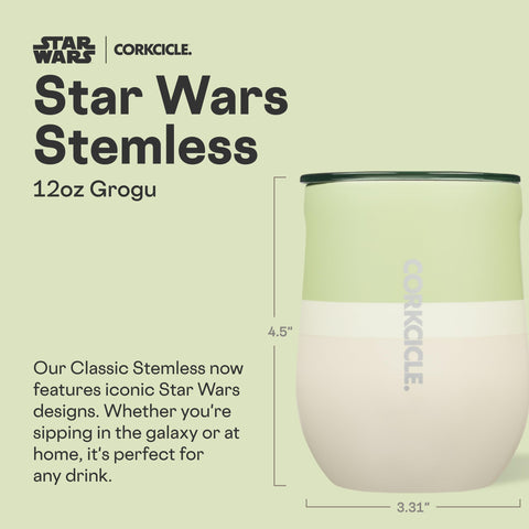 Vaso Corkcicle sin tallo de 12 oz mantiene bebidas calientes para café o vino.
