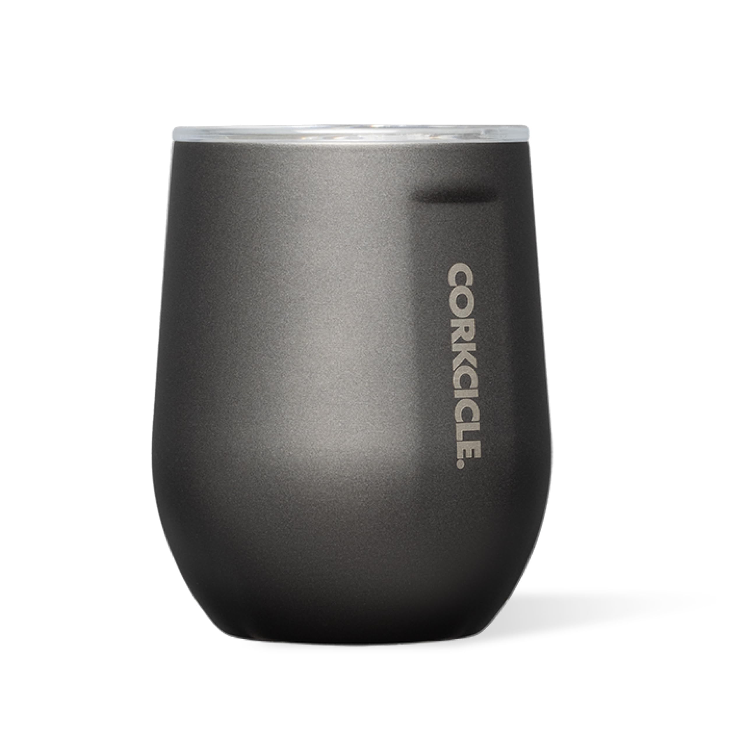 Corkcicle Vaso sin tallo con diseño mate negro, ideal para bebidas frías y elegantes.