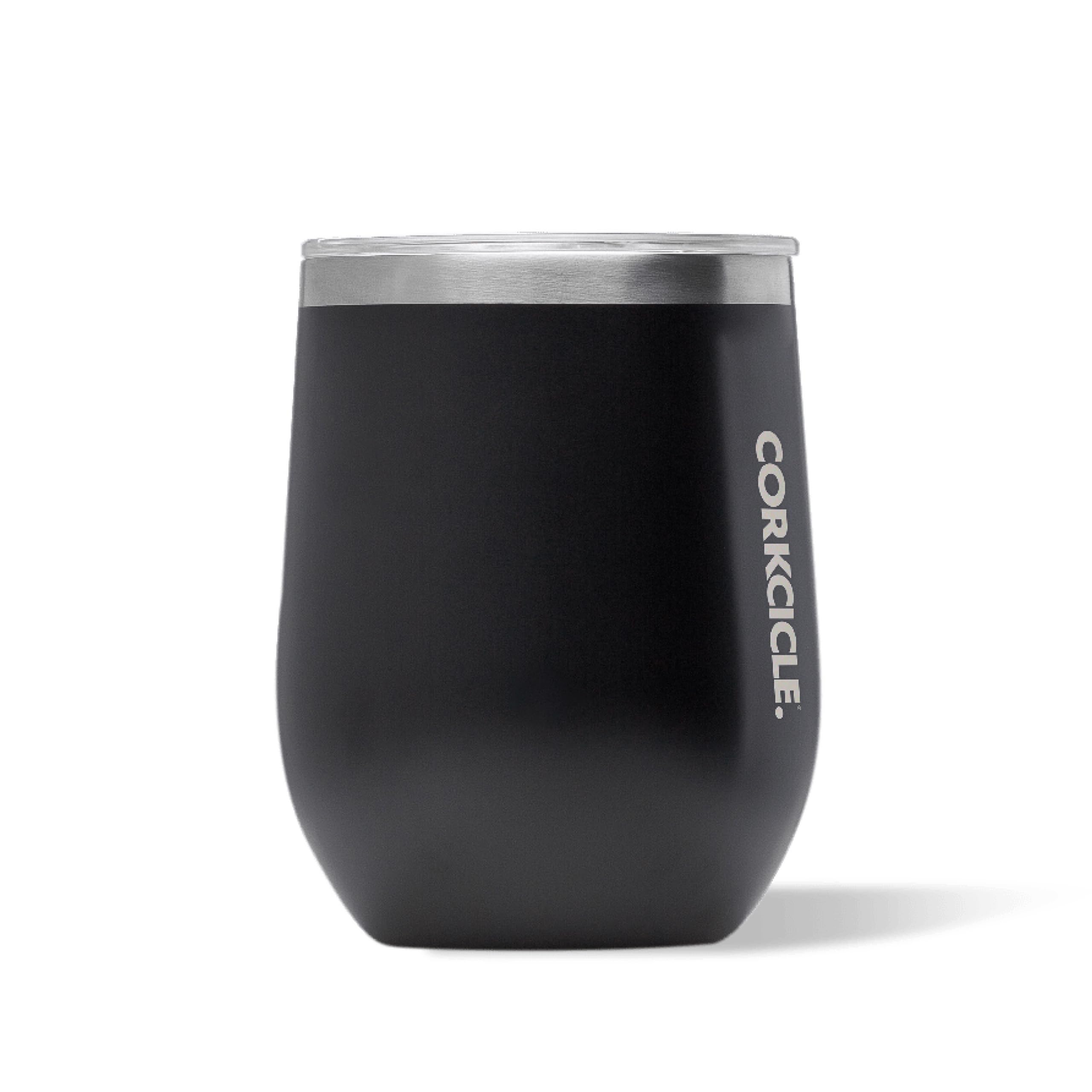 Corkcicle vaso sin tallo 12 oz mate negro para llevar.