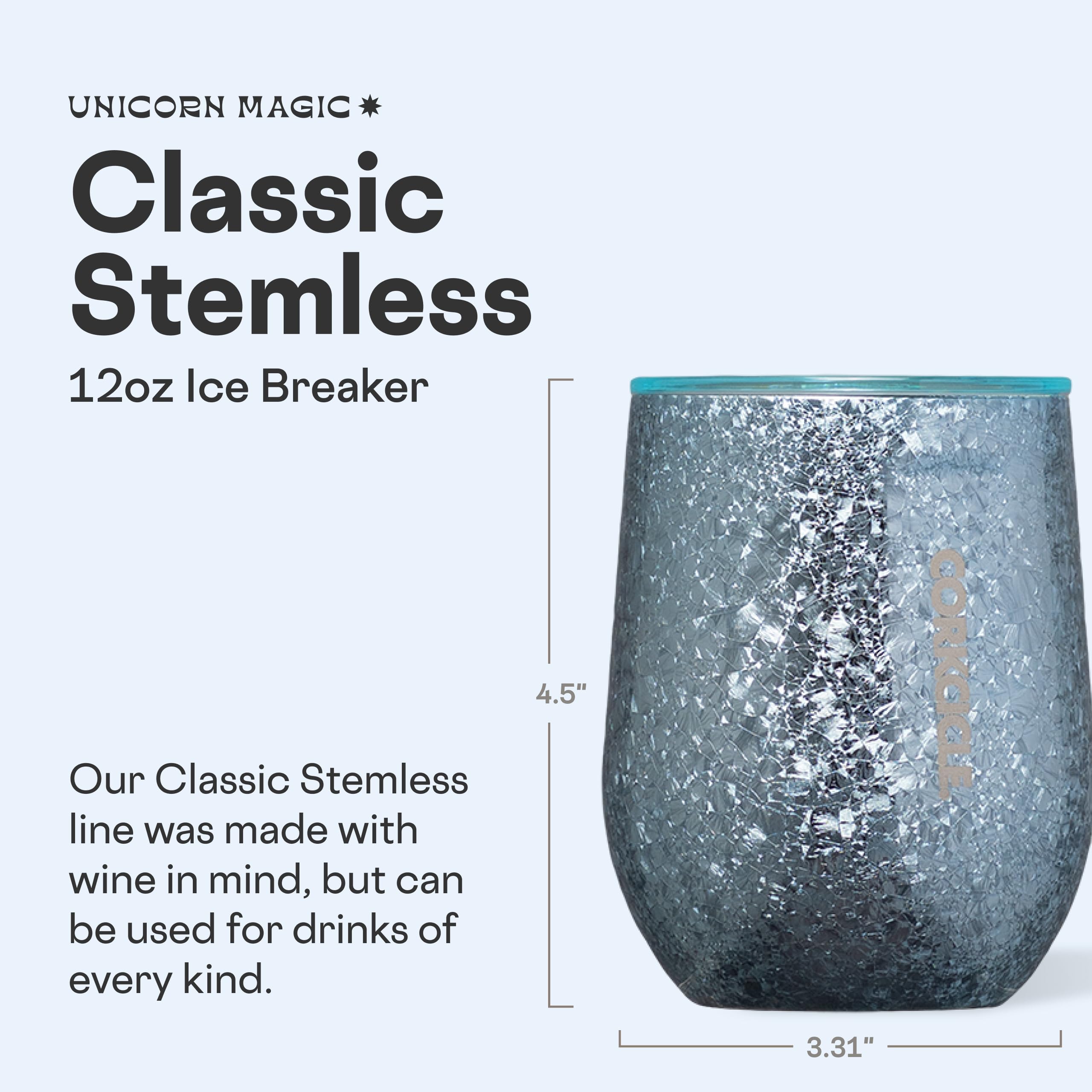 Corkcicle vaso vino sin tallo 12 oz, triple aislamiento mantiene bebidas frías largas.