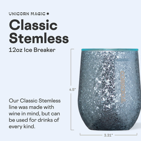 Corkcicle vaso vino sin tallo 12 oz, triple aislamiento mantiene bebidas frías largas.