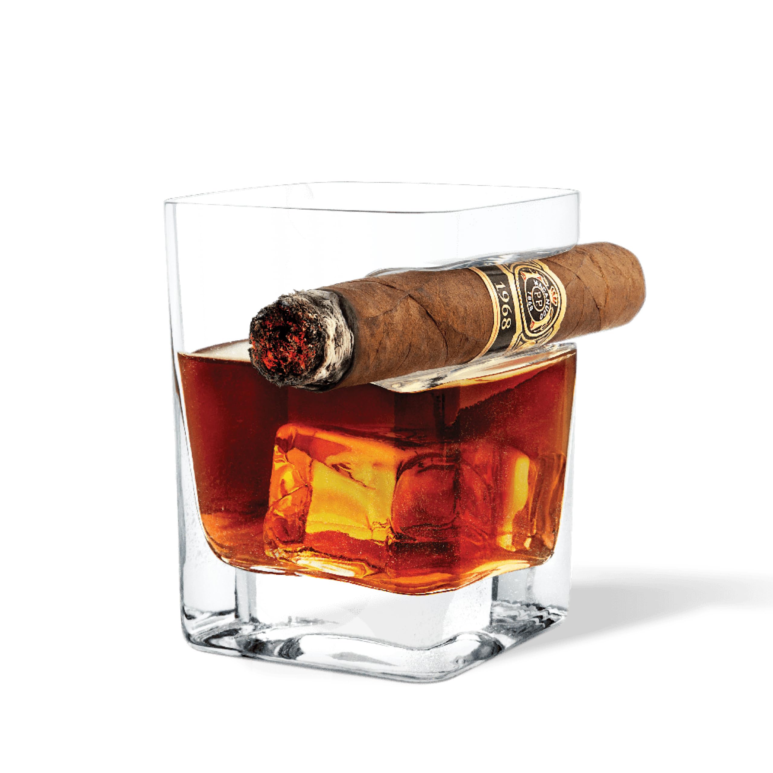 Corkcicle Vaso whisky con posa cigarro integrada para un agarre cómodo y práctico.