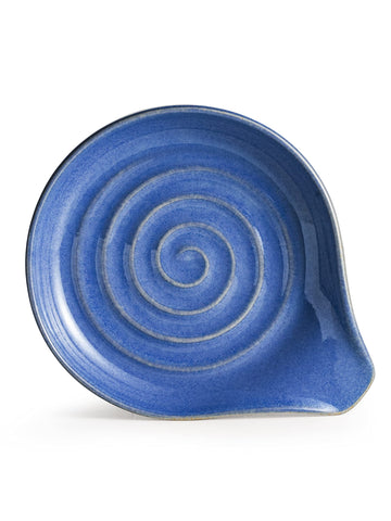Cormomu reposacucharas cerámico azul con acabado reactivo para cocina decorativa.