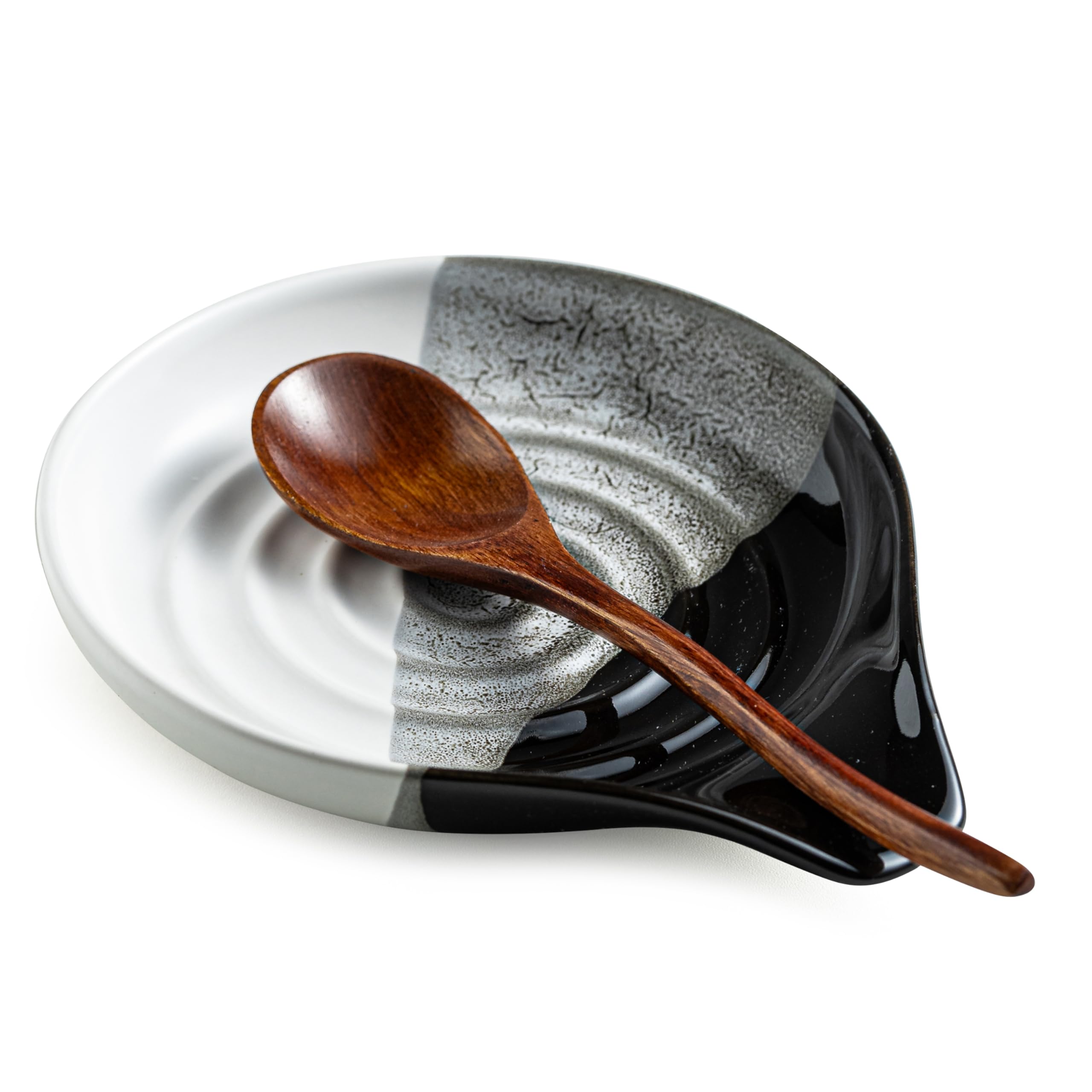 Cormomu grande reposacucharas cerámico con diseño espiral para cocina ordenada