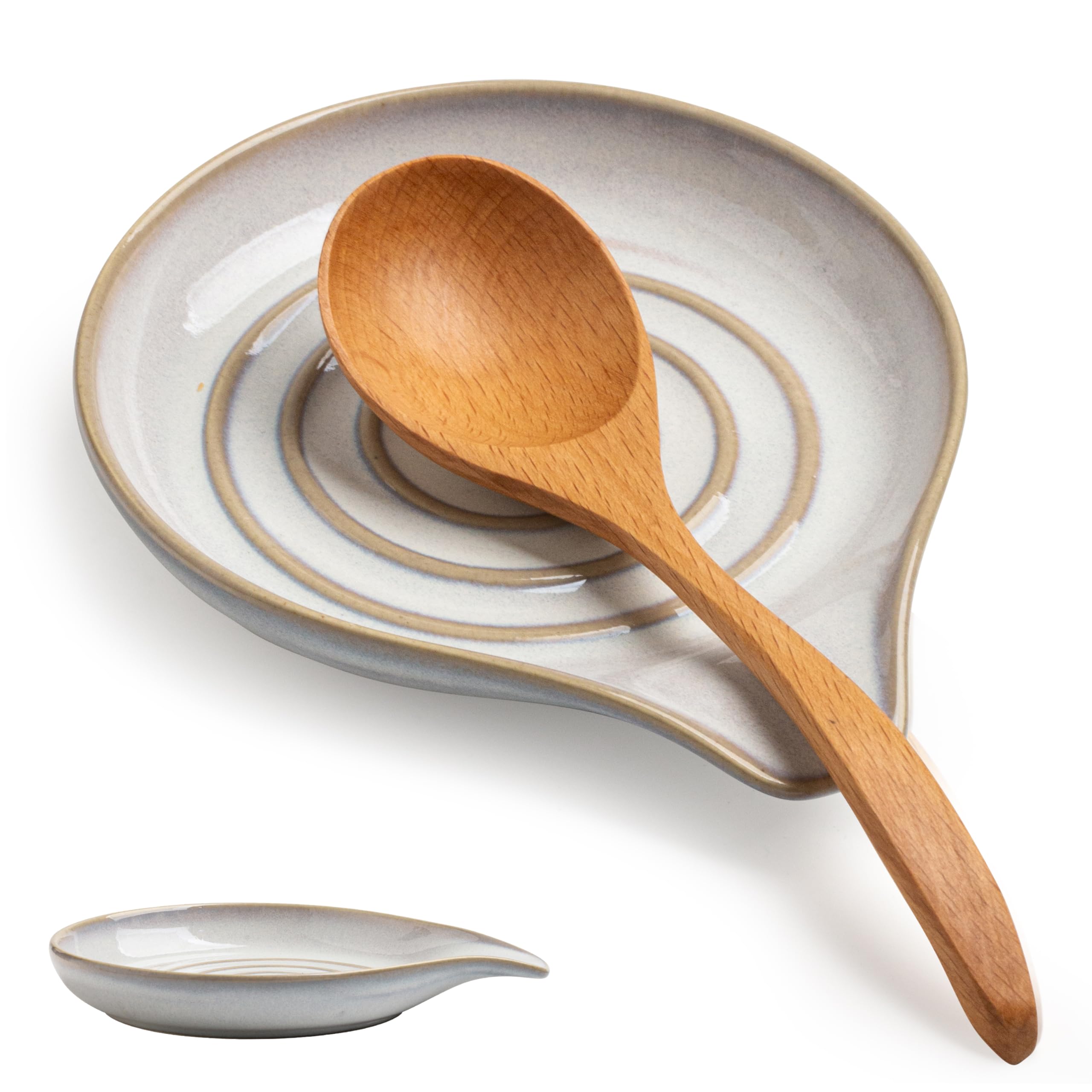 Cormomu porta cucharas ceramico grande, soporte estable para utensilios en la cocina