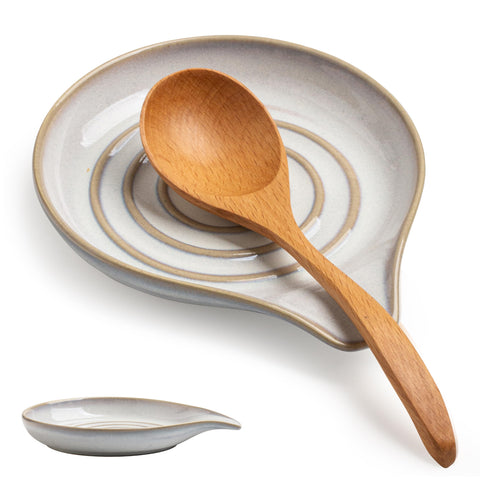 Cormomu porta cucharas ceramico grande, soporte estable para utensilios en la cocina