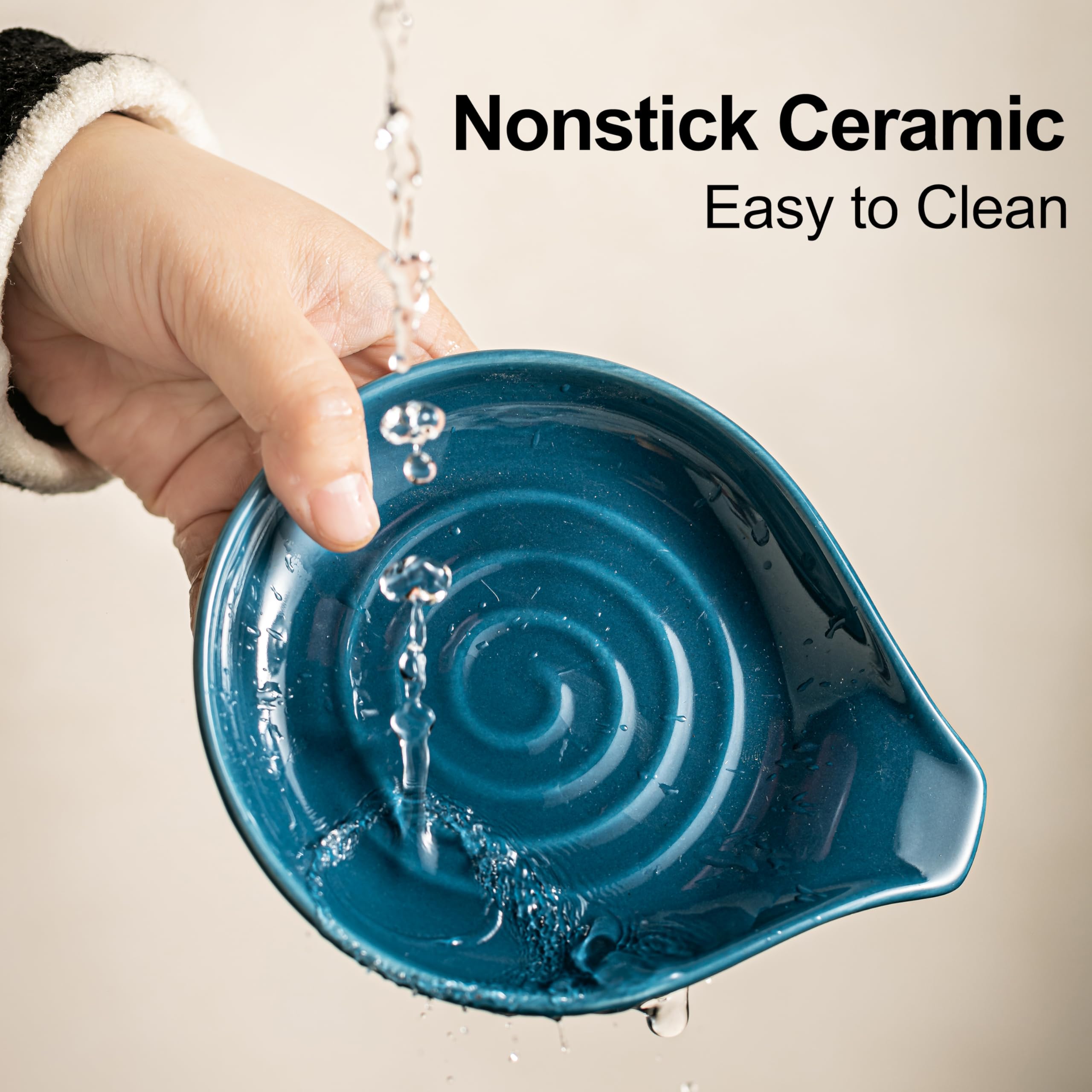 Cormomu porta-utensilios cerámica azul, soporte estable para cucharas y espátulas.