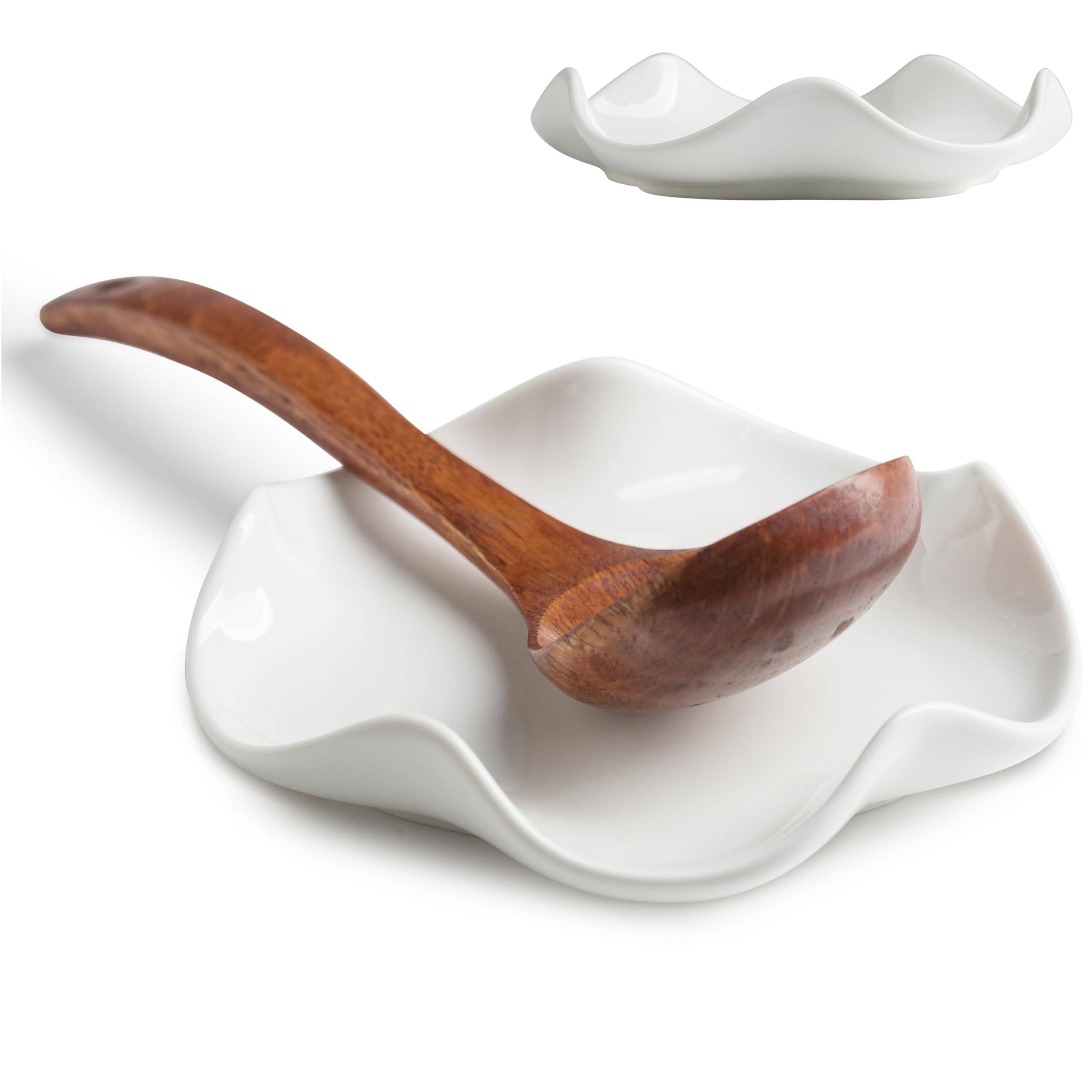 Cormomu reposa cucharas con forma de flor blanca en encimera para mantener utensilios a mano