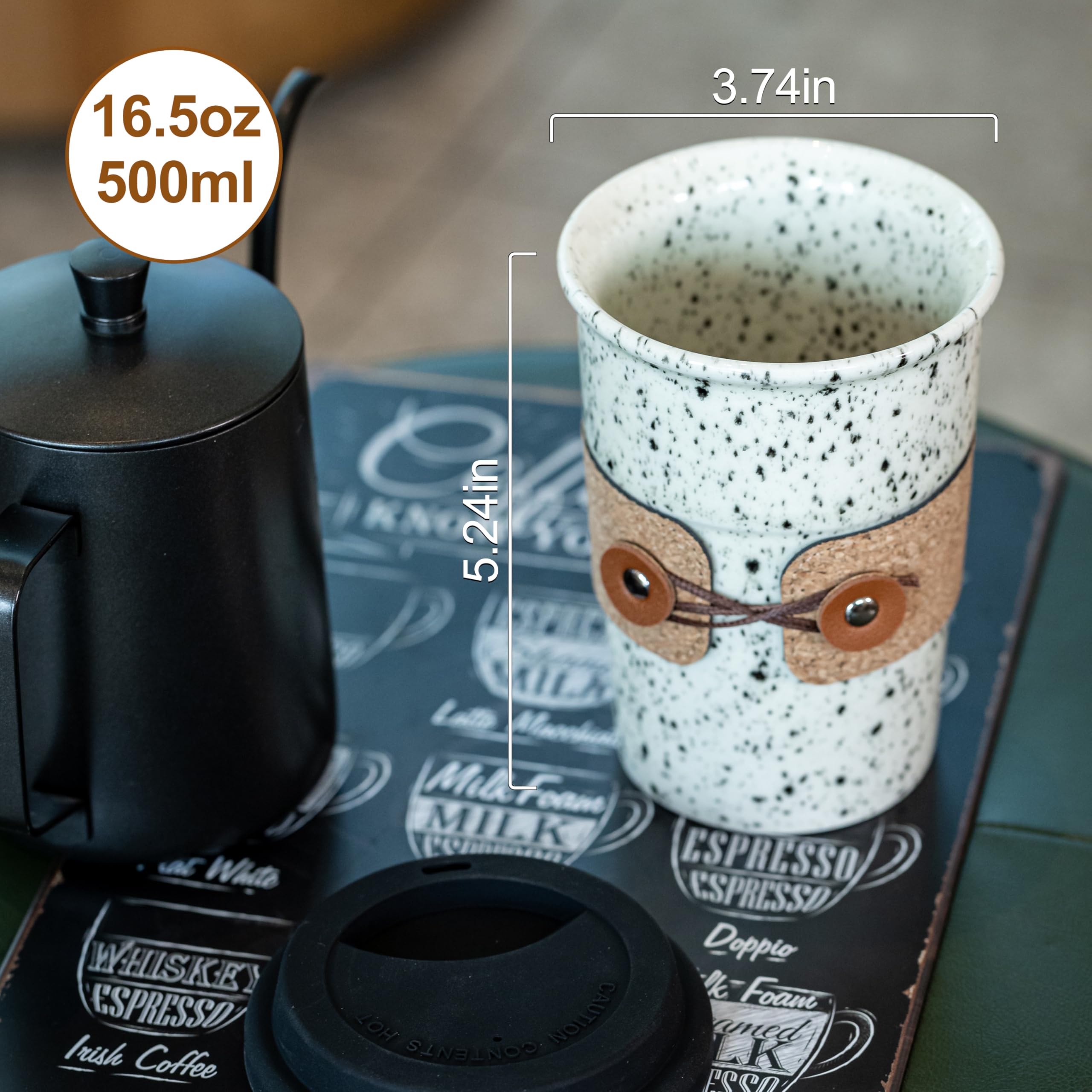 Cormomu Taza ceramica con cinta de cuero para calor