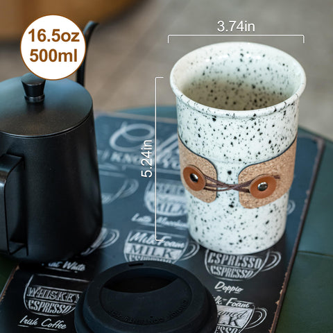 Cormomu Taza ceramica con cinta de cuero para calor