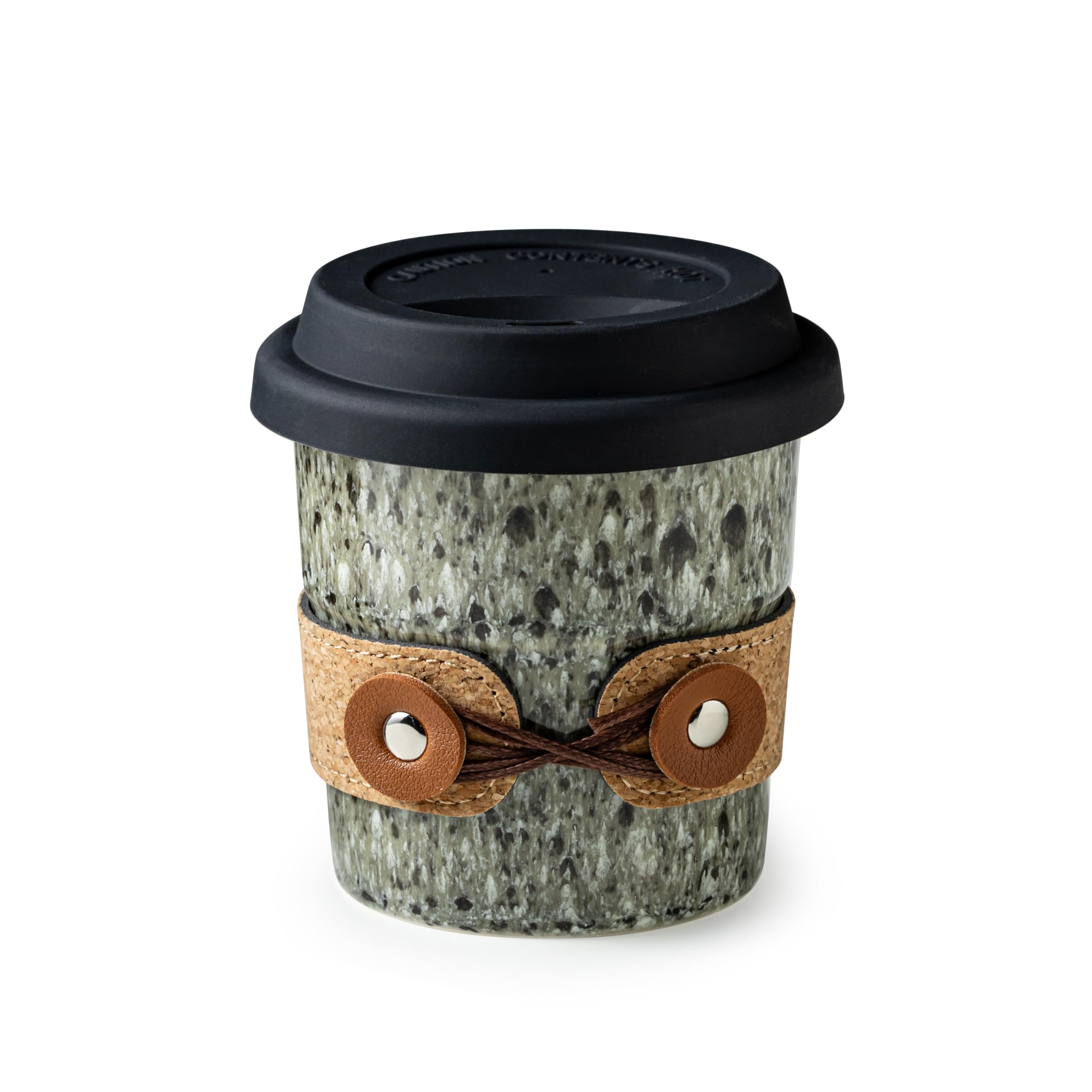 Cormomu taza de viaje en cerámica con acabado brillante, sin transferencia de sabor.