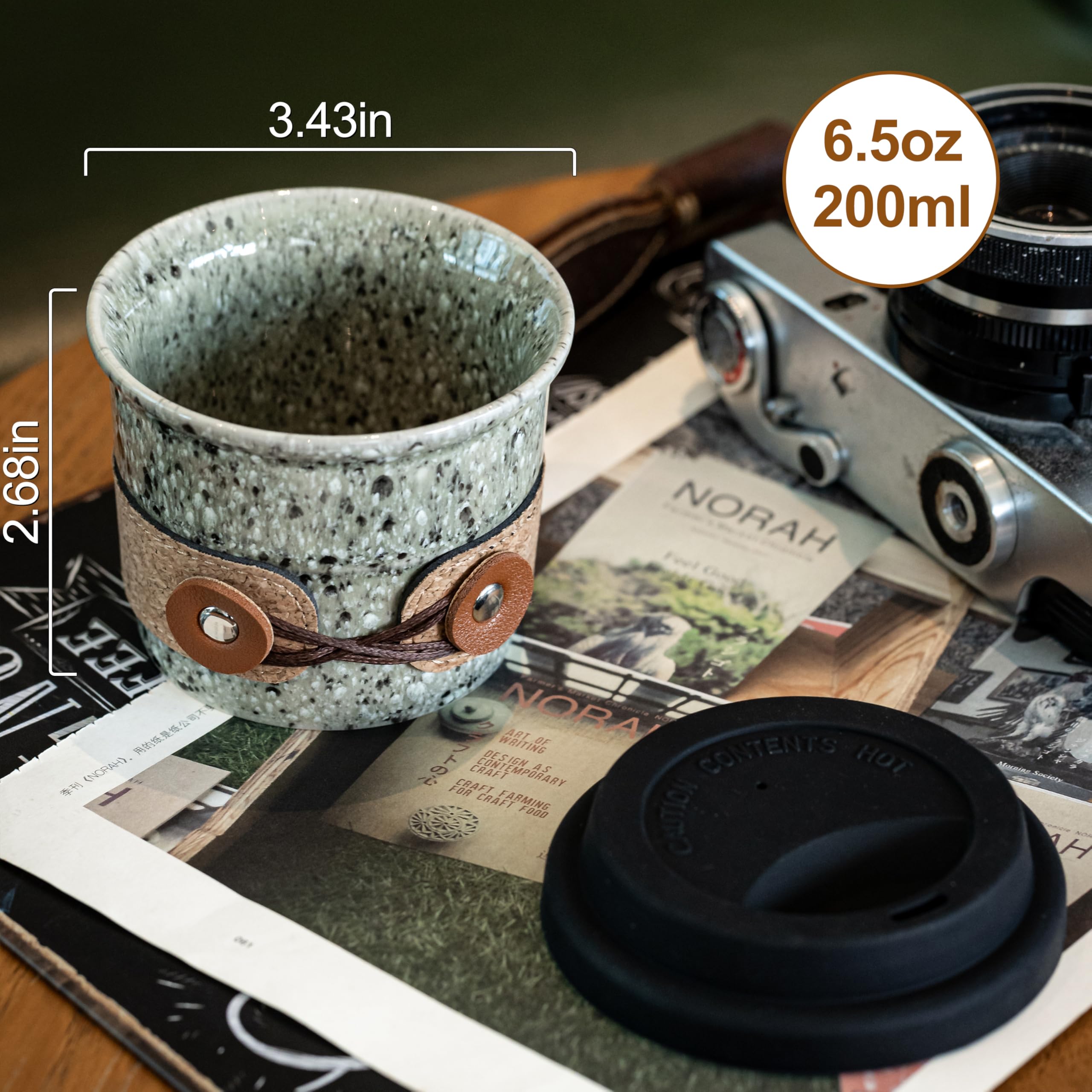 Cormomu Taza Viaje Cerámica, diseño portable para café para llevar.