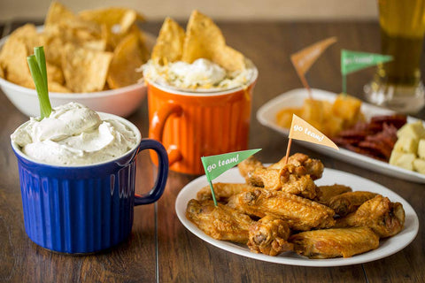 CorningWare taza apta para lavavajillas, congelador y microondas en tono azul.