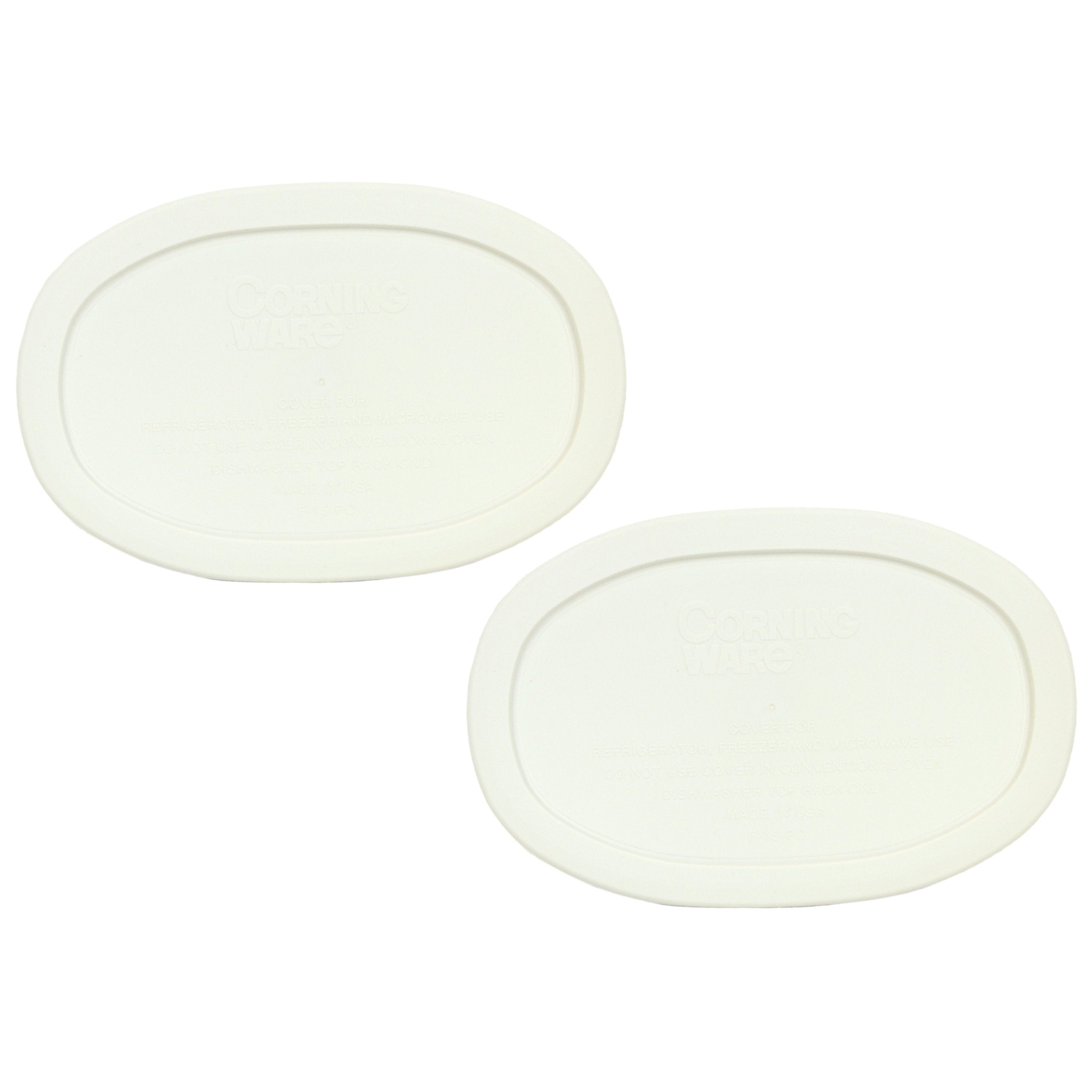 Corningware F-15-PC: tapa de forma oval blanca, juego de 2, ideal para porciones.