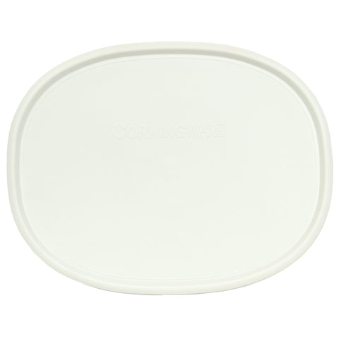 CorningWare F-2-PC tapa oval Frances White, apta para nevera, congelador y microondas.
