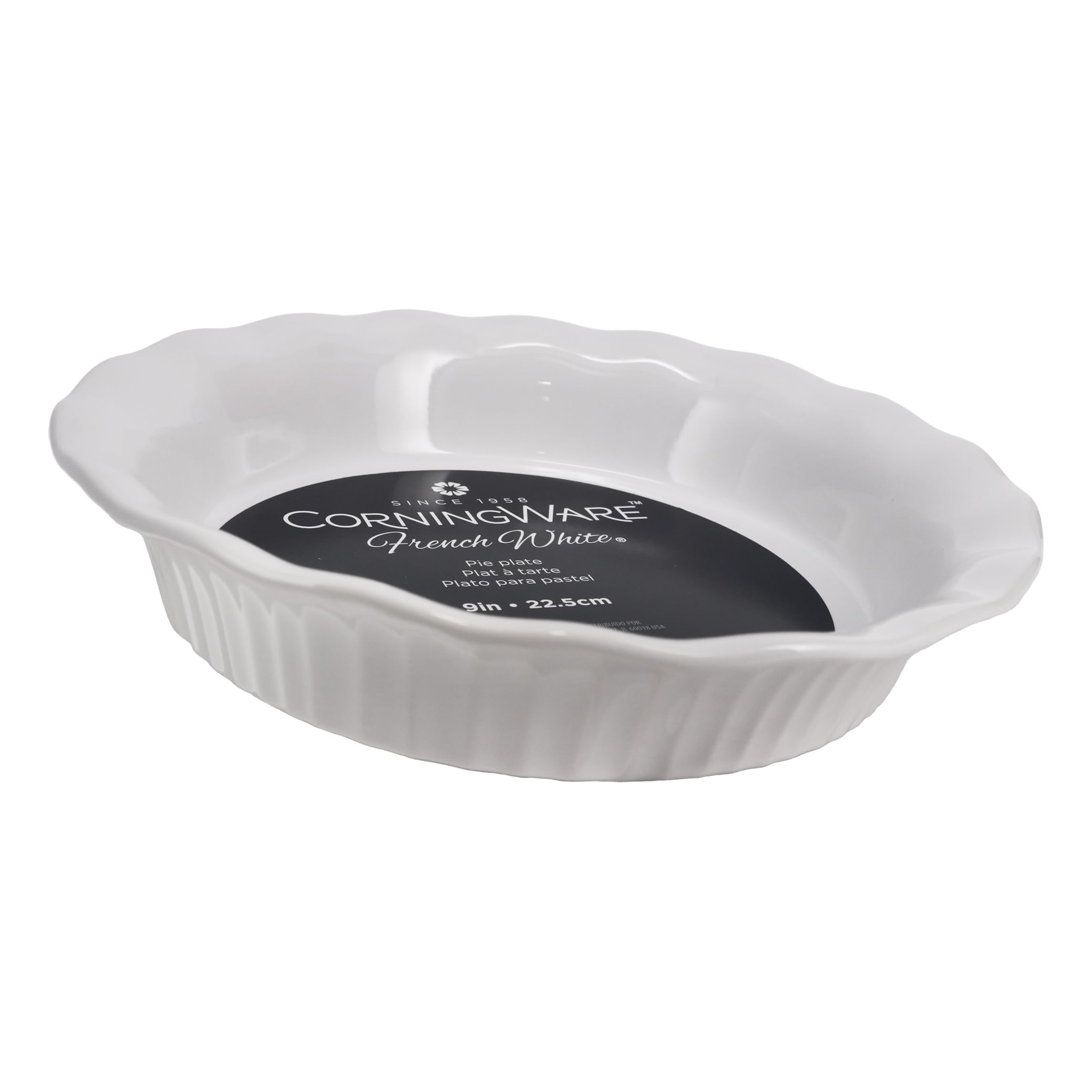 CorningWare FW111 plato de pie 9 pulgadas blanco-frances para hornear y servir