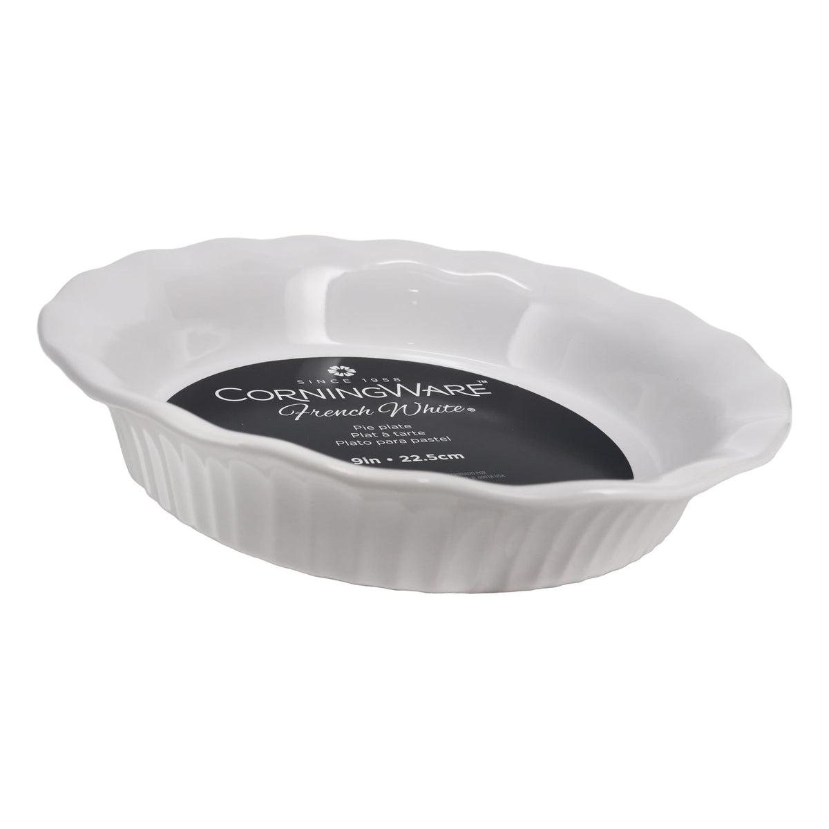 CorningWare FW111 plato de pie 9 pulgadas blanco-frances para hornear y servir