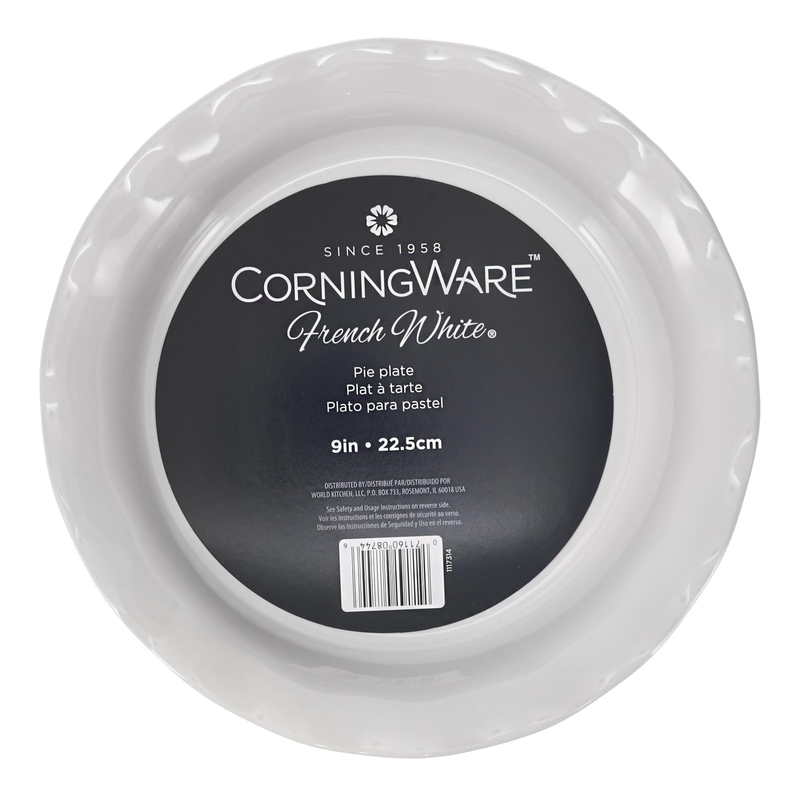 CorningWare FW111 plato para quiches 9 pulgadas blanco-frances, práctico y estable