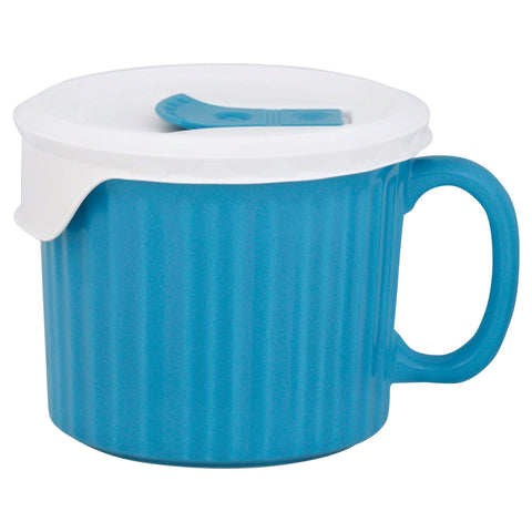 Tapa azul claro de CorningWare Pop-ins para sellar contenido.