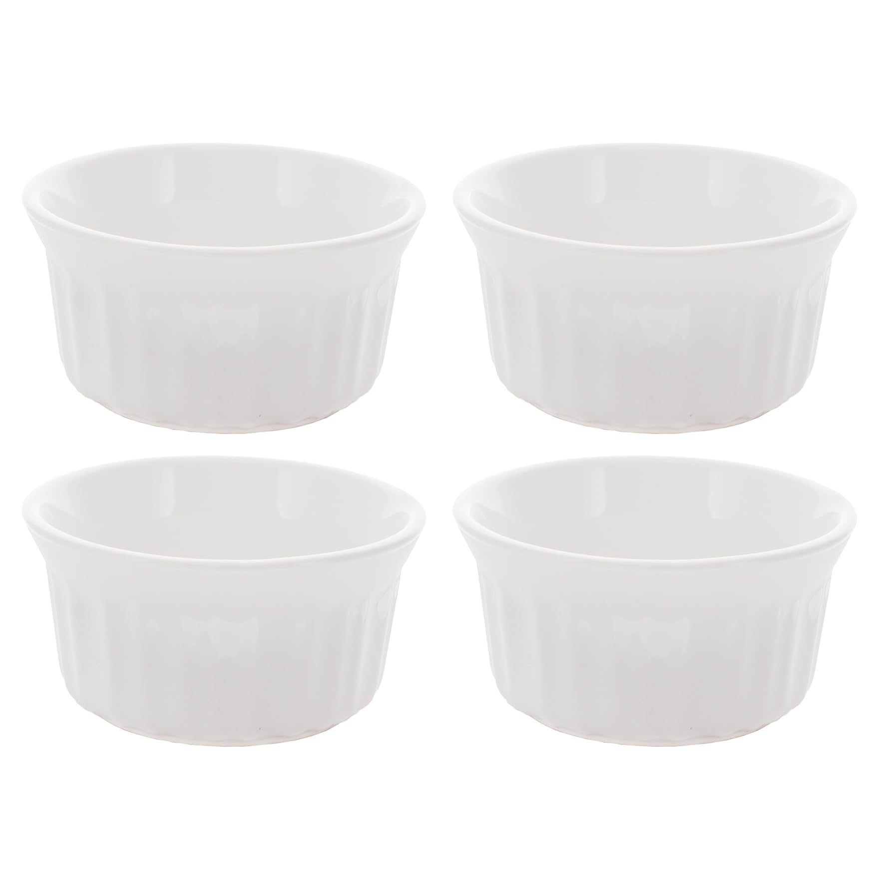 CorningWare RS4, ramequines redondos en blanco francés, aptos para hornear y microondas para porciones individuales.