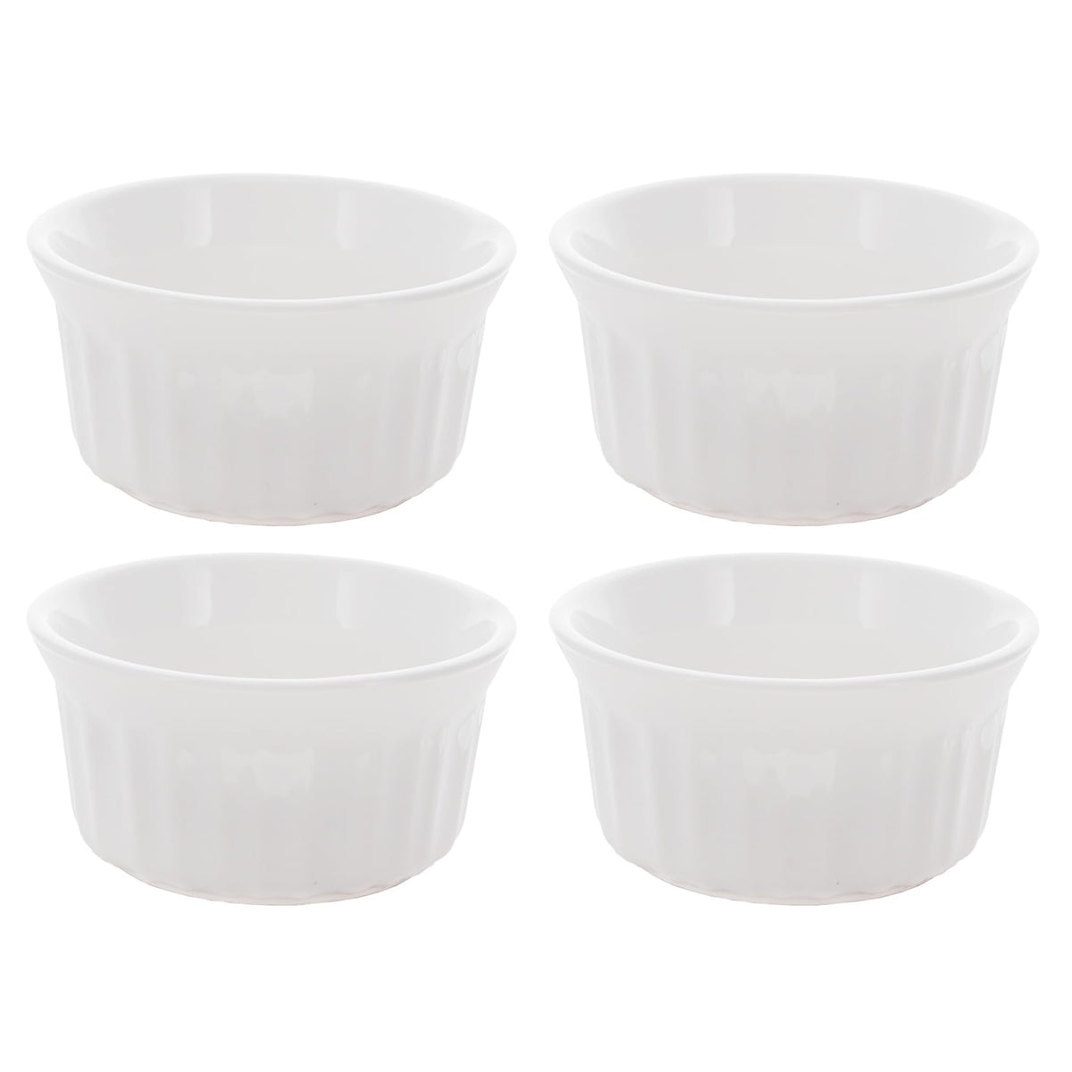 CorningWare RS4, ramequines redondos en blanco francés, aptos para hornear y microondas para porciones individuales.