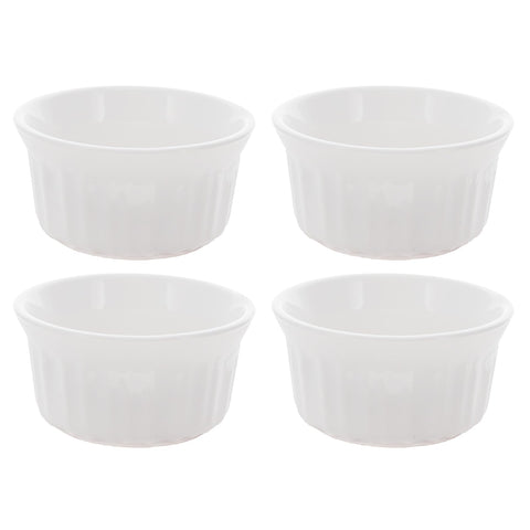 CorningWare RS4, ramequines redondos en blanco francés, aptos para hornear y microondas para porciones individuales.