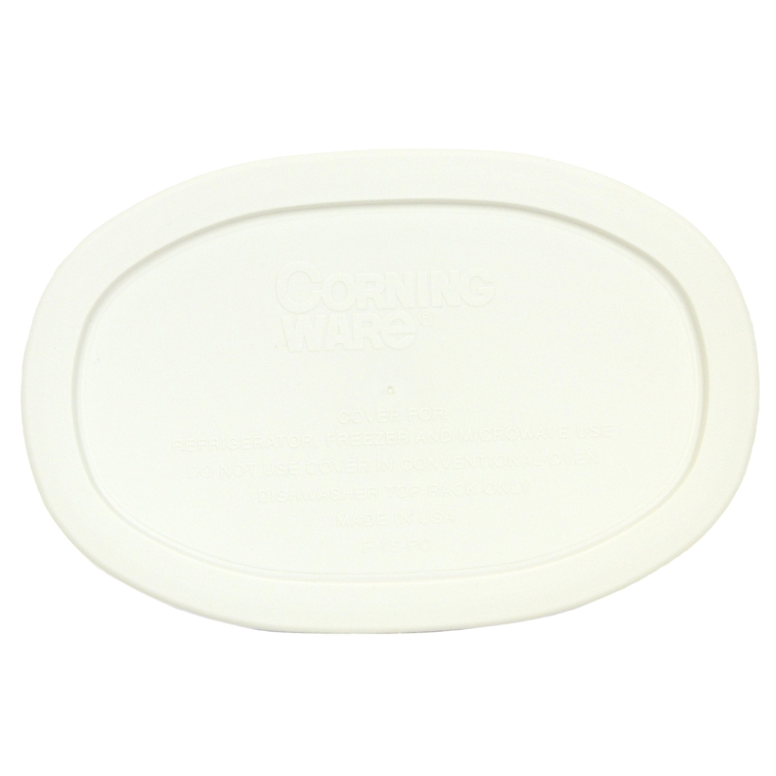 CorningWare tapa plástica F-15-PC con ajuste seguro para uso en microondas.