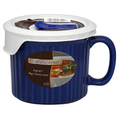 CorningWare tapa ventilada azul para mantener el calor y evitar derrames.