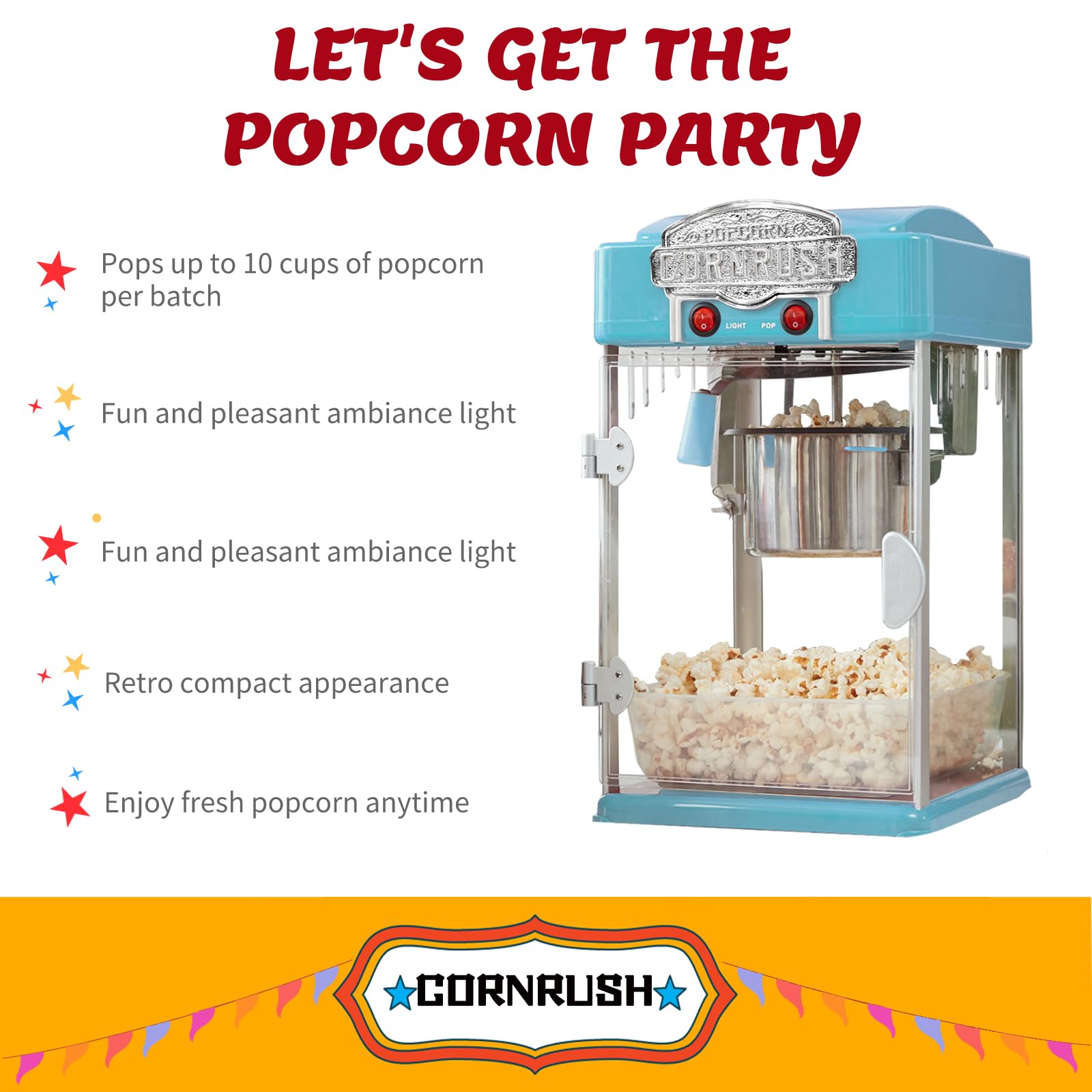 CORNRUSH Caldera de acero inoxidable de 4 oz para palomitas rápidas y consistentes