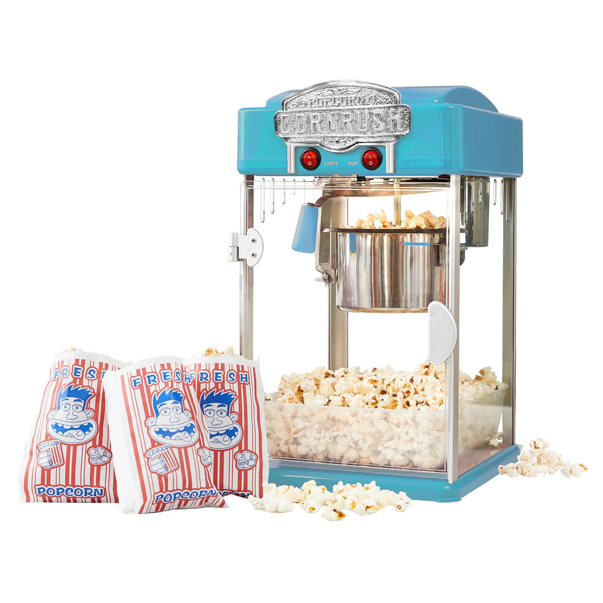 CORNRUSH Maquina de palomitas con ventana de plexiglás para ver la cocción en casa